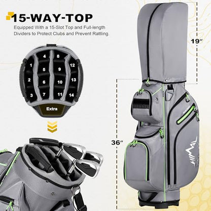 Golf Cart Bag, 15 Way Organizer Divider Top with Handles and Rain Cover