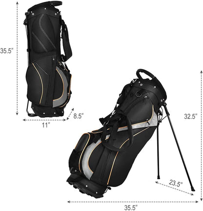 Mayjooy Golf Stand Bag, Portable Golf Bag w/8 Way Dividers, Organized Easy-Storage Stand Bag w/Durable Fabric,Black